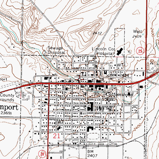 Topographic Map of Davenport Post Office, WA