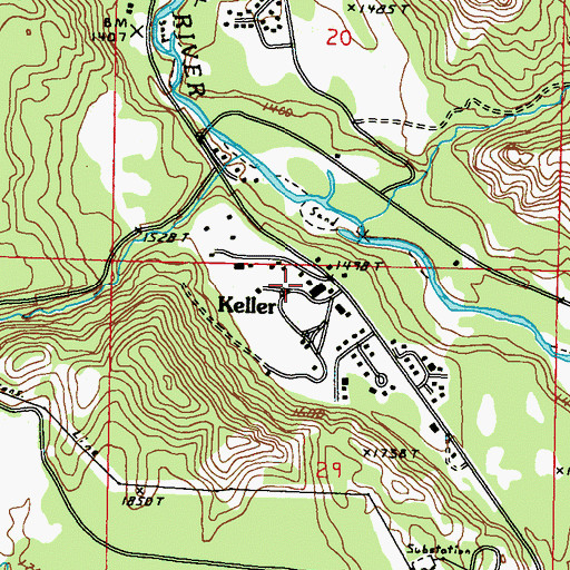Topographic Map of Keller Post Office, WA