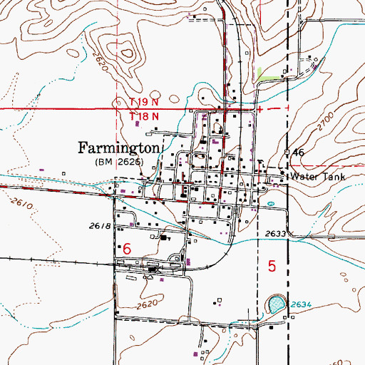 Topographic Map of Farmington Post Office, WA