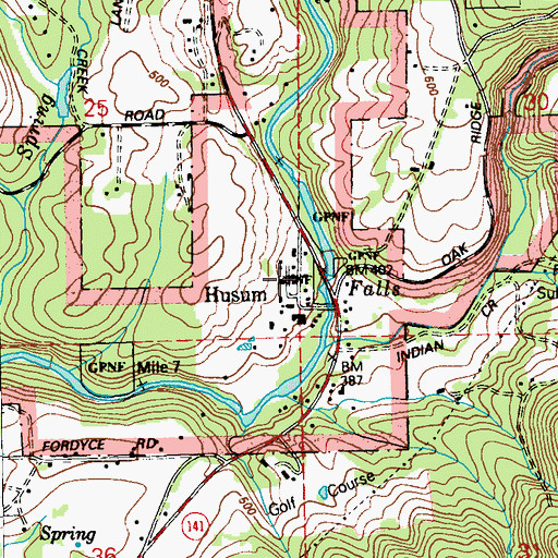 Topographic Map of Husum Post Office, WA