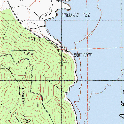 Topographic Map of Trinity Center Recreation Plus Boat Ramp Marina, CA