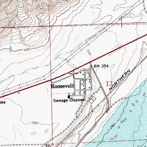 Topographic Map of Roosevelt Post Office, WA