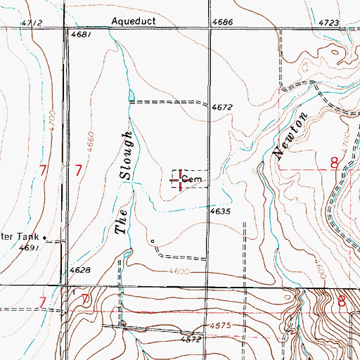 Topographic Map of Newton Cemeery, UT
