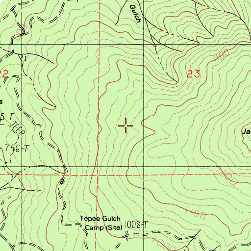 Topographic Map of Jackass Spring Campground, CA