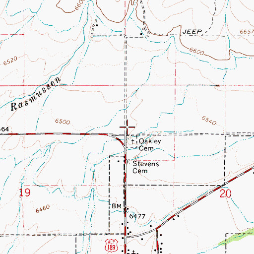 Topographic Map of North Bench Cemetery, UT