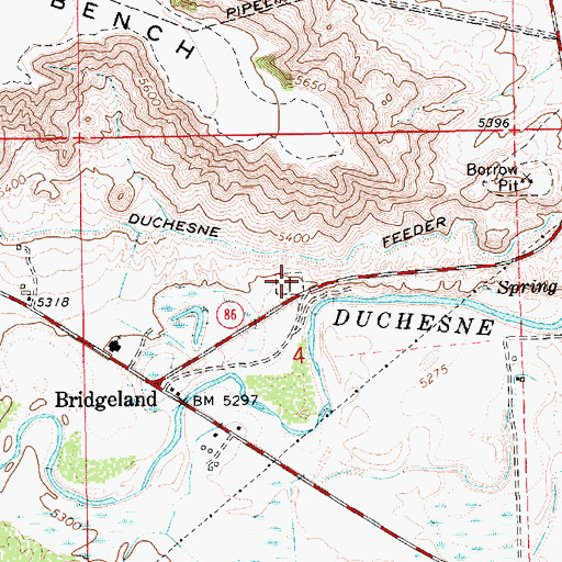 Topographic Map of Bridgeland Cemetery, UT