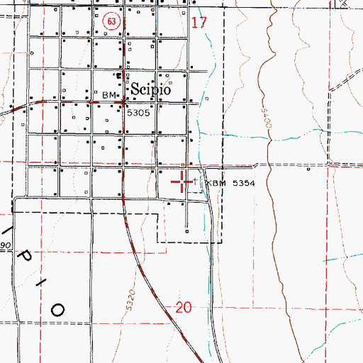 Topographic Map of Scipio Pioneer Cemetery, UT
