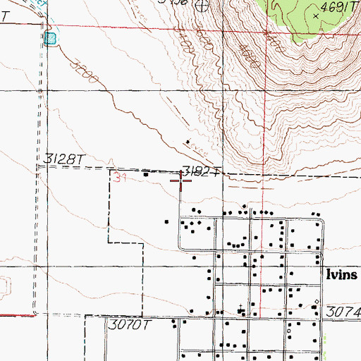 Topographic Map of Ivins City Cemetery, UT