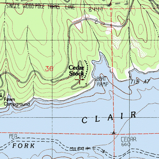 Topographic Map of Cedar Stock, CA