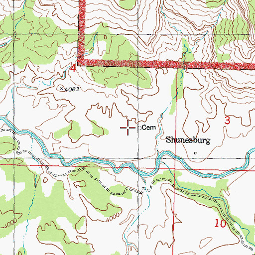 Topographic Map of Shunesburg Cemetery, UT
