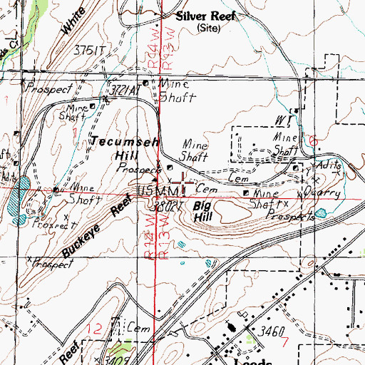 Topographic Map of Silver Reef Catholic Cemetery, UT