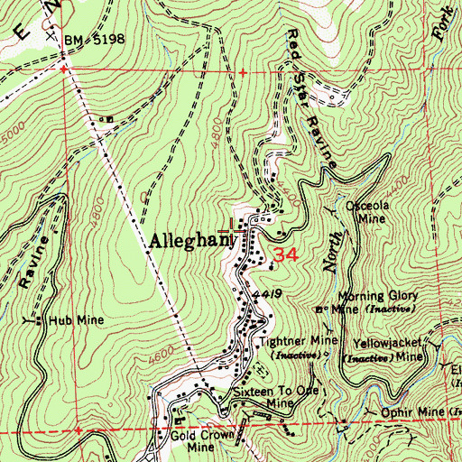 Topographic Map of Alleghany Post Office, CA