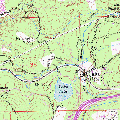 Topographic Map of Alta Vista Post Office, CA