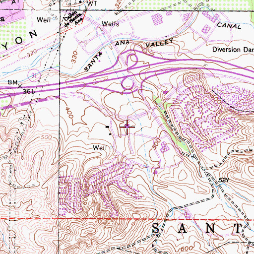 Topographic Map of Anaheim Canyon Post Office, CA