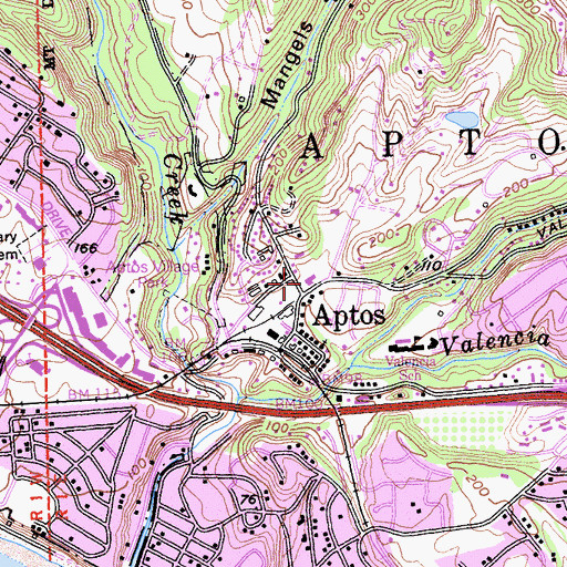 Topographic Map of Aptos Post Office, CA