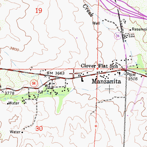 Topographic Map of Boulevard Post Office, CA
