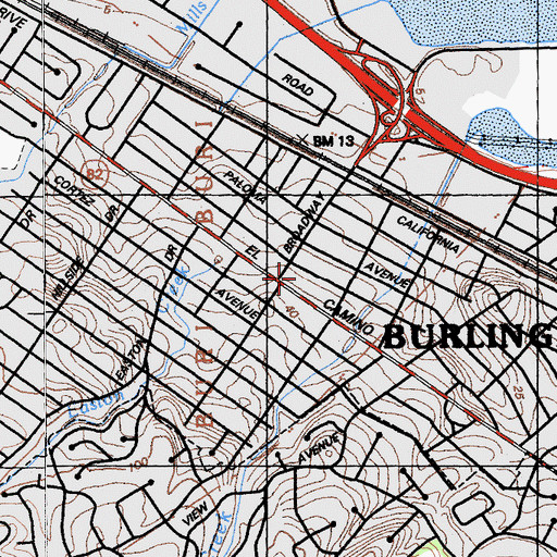 Topographic Map of Capuchino Station Post Office, CA