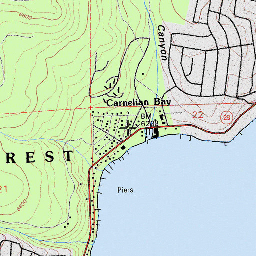 Topographic Map of Carnelian Bay Post Office, CA