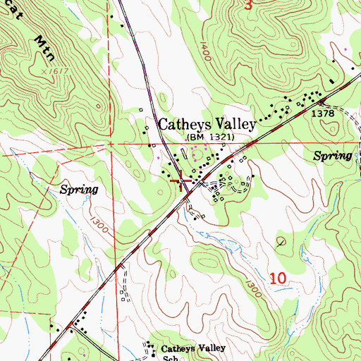 Topographic Map of Catheys Valley Post Office, CA