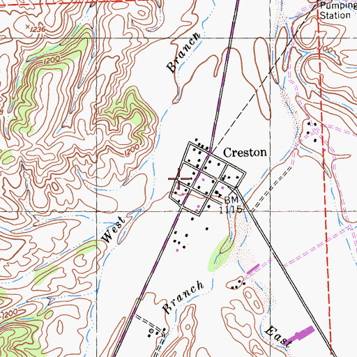 Topographic Map of Creston Post Office, CA