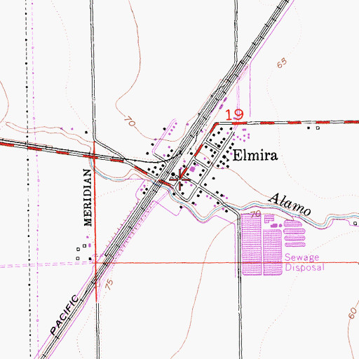 Topographic Map of Elmira Post Office, CA