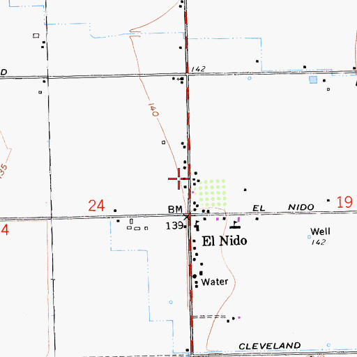 Topographic Map of El Nido Post Office, CA