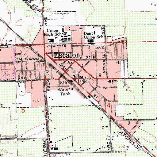 Topographic Map of Escalon Post Office, CA
