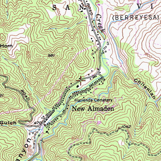 Topographic Map of New Almaden Post Office, CA