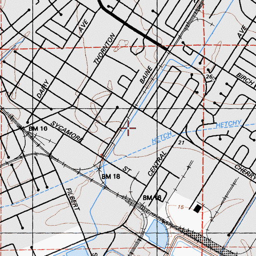Topographic Map of Newark Post Office, CA