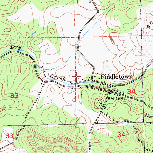 Topographic Map of Fiddletown Post Office, CA