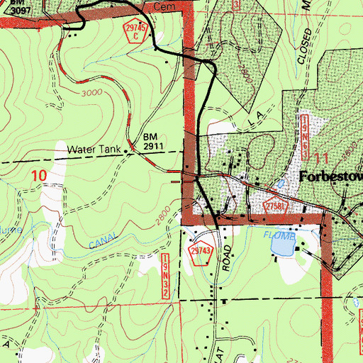Topographic Map of Forbestown Post Office, CA