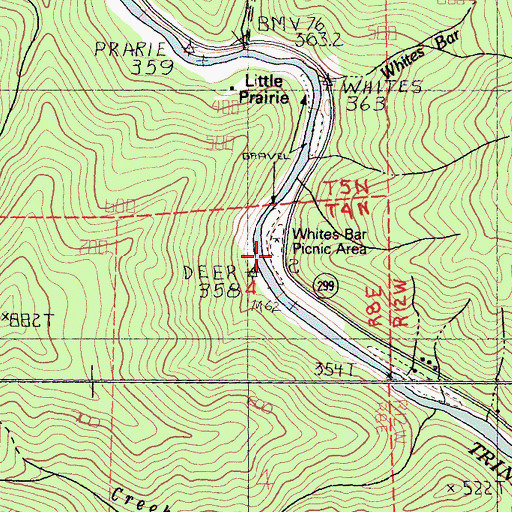 Topographic Map of Whites Bar Picnic Area, CA