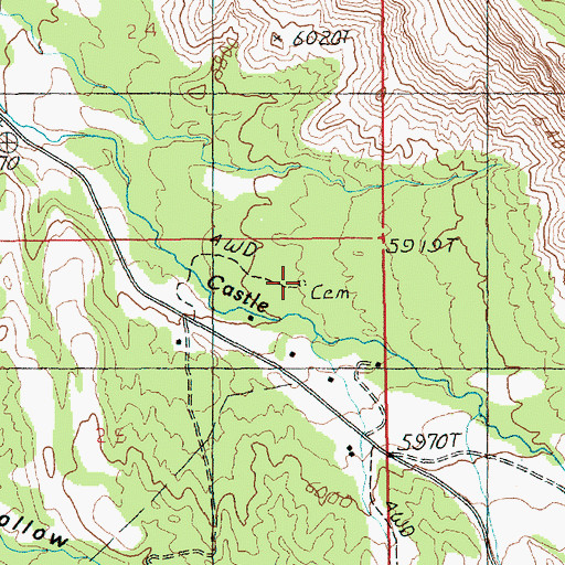 Topographic Map of Castleton Cemetery, UT