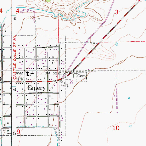 Topographic Map of Old Emery Cemetery, UT