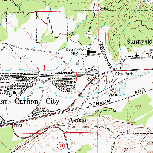 Topographic Map of East Carbon Cemetery, UT