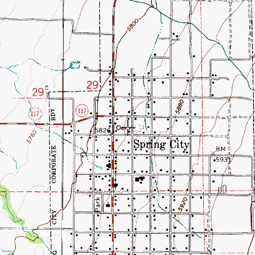 Topographic Map of Spring City Pioneer Cemetery, UT