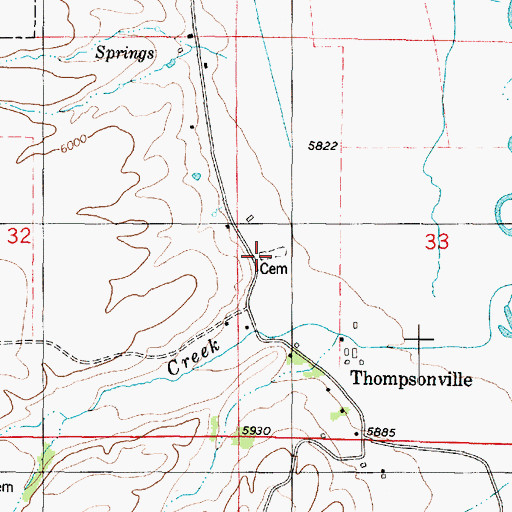 Topographic Map of Thompsonville Cemetery, UT