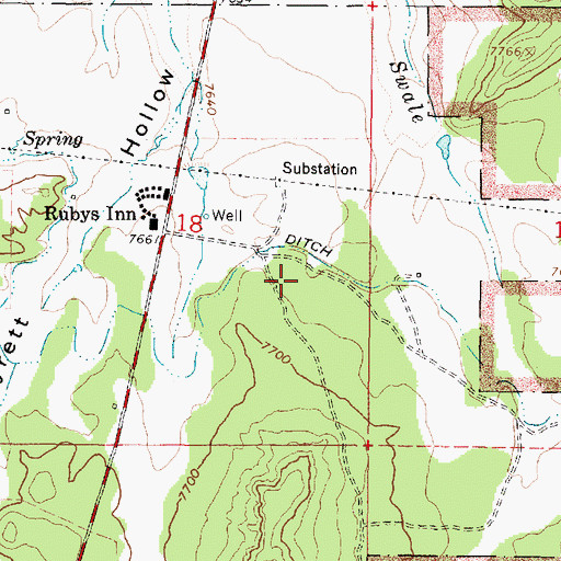 Topographic Map of Bryce Canyon City Cemetery, UT