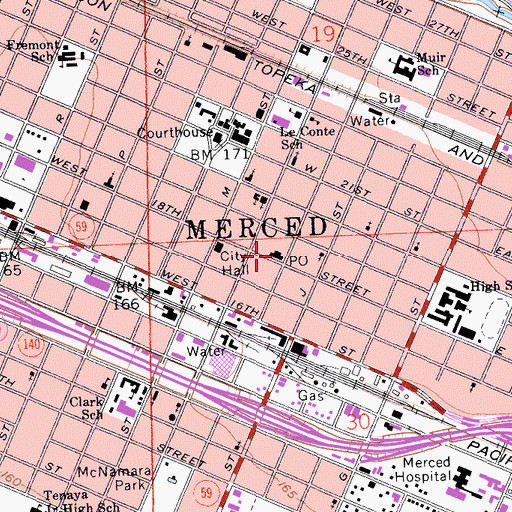 Topographic Map of Bell Post Office, CA