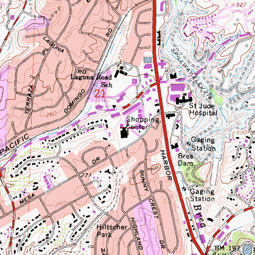 Topographic Map of Sunny Hills Post Office, CA