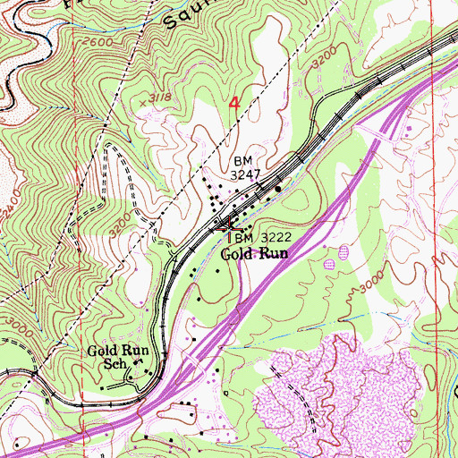 Topographic Map of Gold Run Post Office, CA