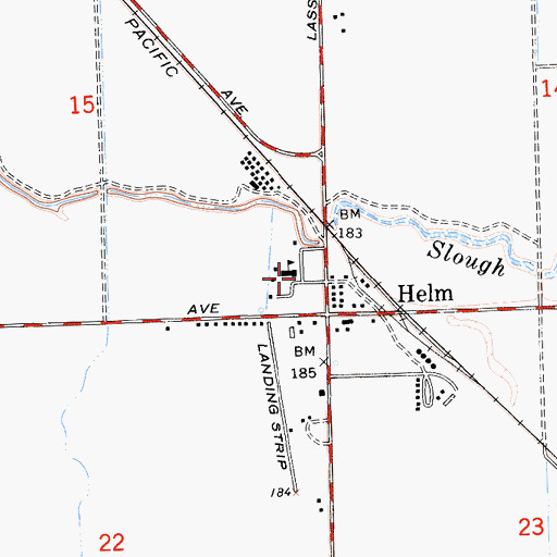 Topographic Map of Helm Post Office, CA