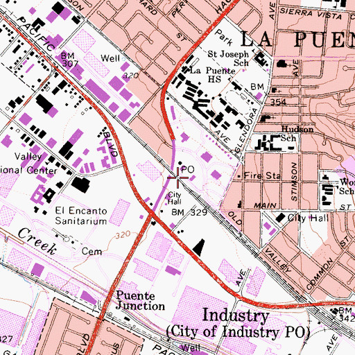 Topographic Map of Industry Post Office, CA