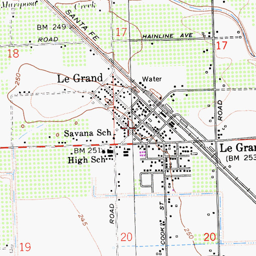 Topographic Map of Le Grand Post Office, CA