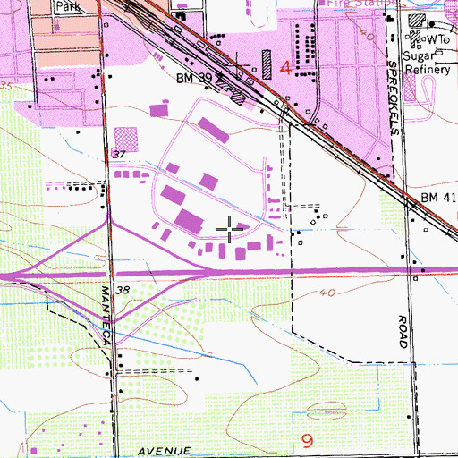 Topographic Map of Industrial Park Post Office, CA