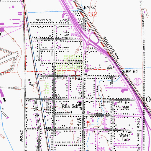 Topographic Map of Olivehurst Post Office, CA