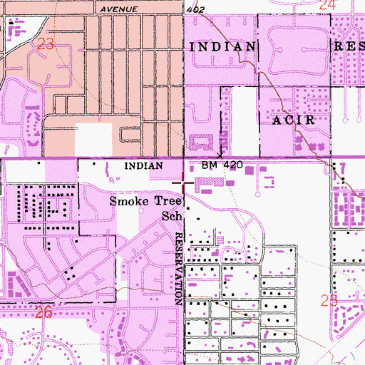 Topographic Map of Smoke Tree Post Office, CA