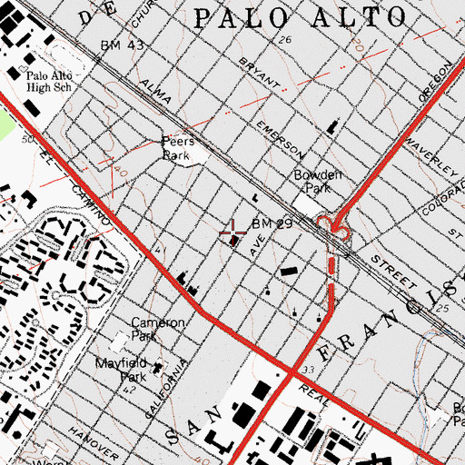 Topographic Map of Cambridge Post Office, CA