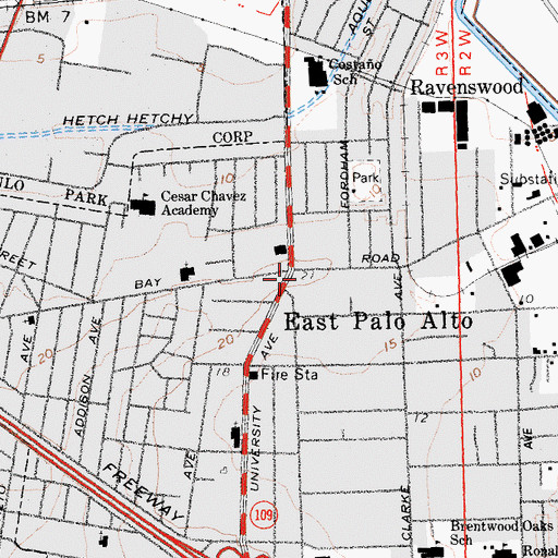 Topographic Map of East Palo Alto Post Office, CA