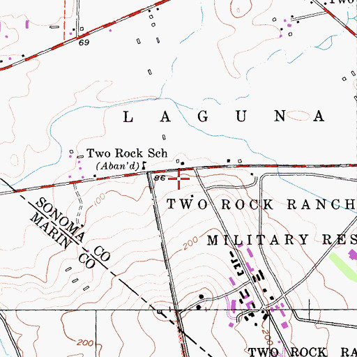 Topographic Map of Two Rock Coast Guard Station Post Office, CA